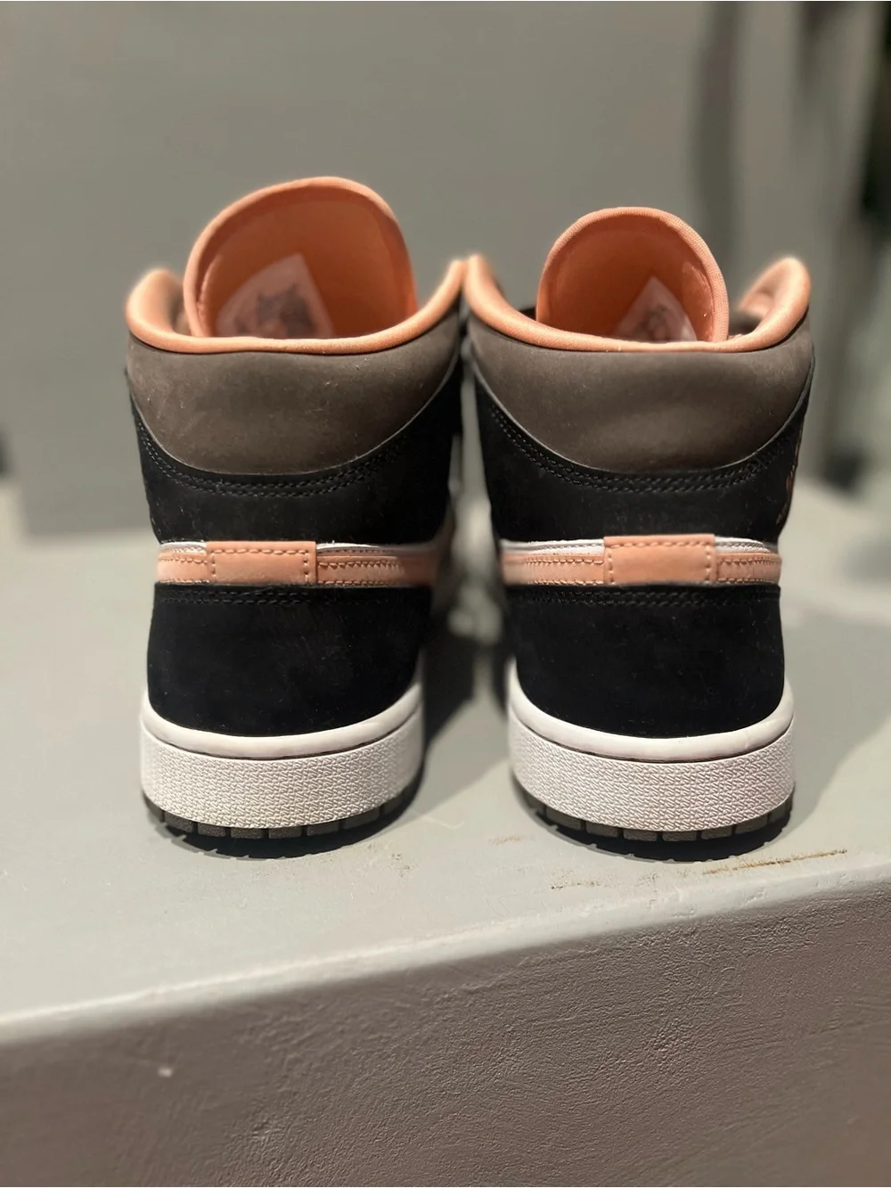 Jordan High-Top Sneakers - Black & White with Peach Accents